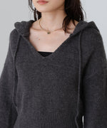 ショートフーディーニットトップス