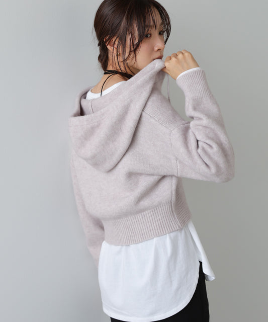 フーディーニットトップス