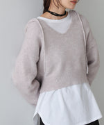 ショートフーディーニットトップス