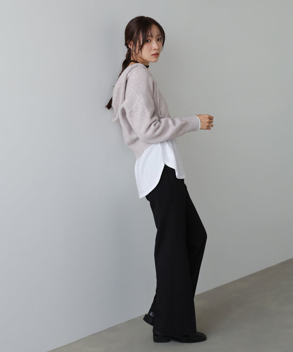 ショートフーディーニットトップス