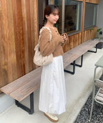 ショートシャギーくるみボタンカーディガン