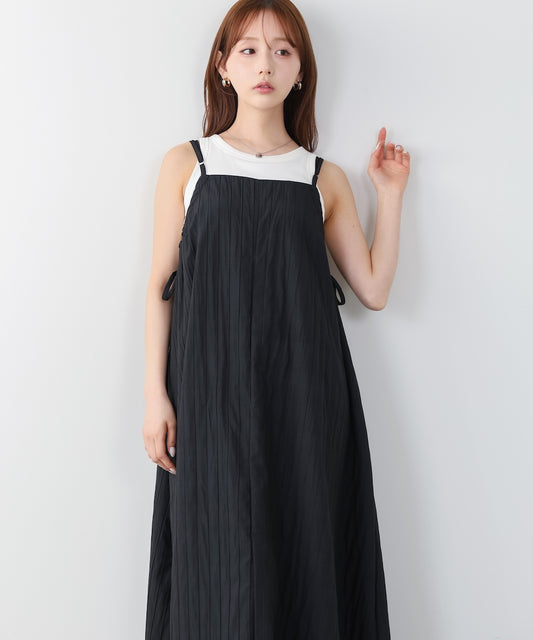 サイドギャザーキャミワンピース