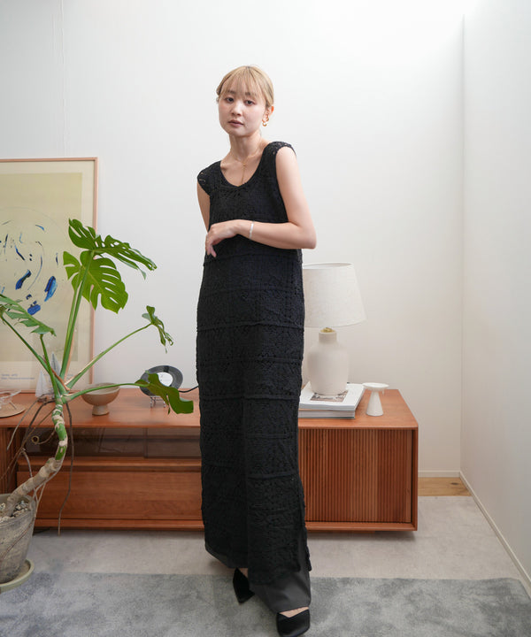 【XS~M 低身長向けサイズあり】クロシェロングワンピース