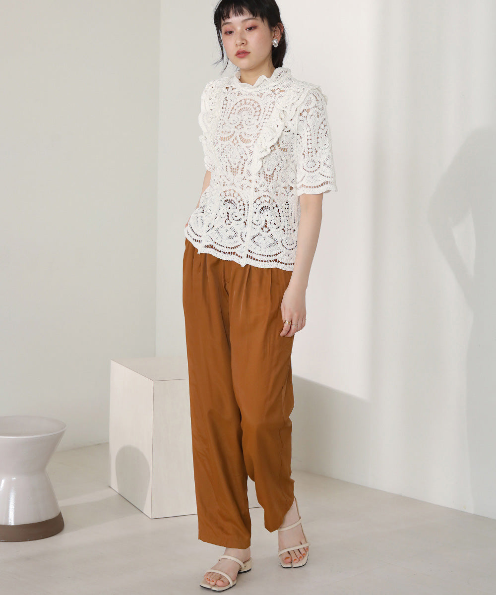 TWO-TUCK SATIN TAPERED PANTS