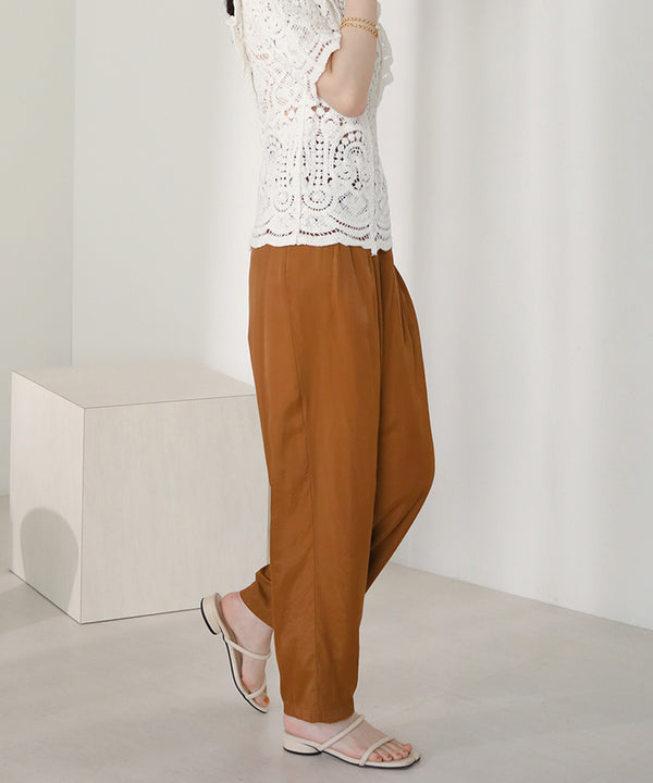 TWO-TUCK SATIN TAPERED PANTS