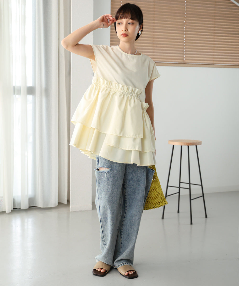 GATHERED TIERED BLOUSE