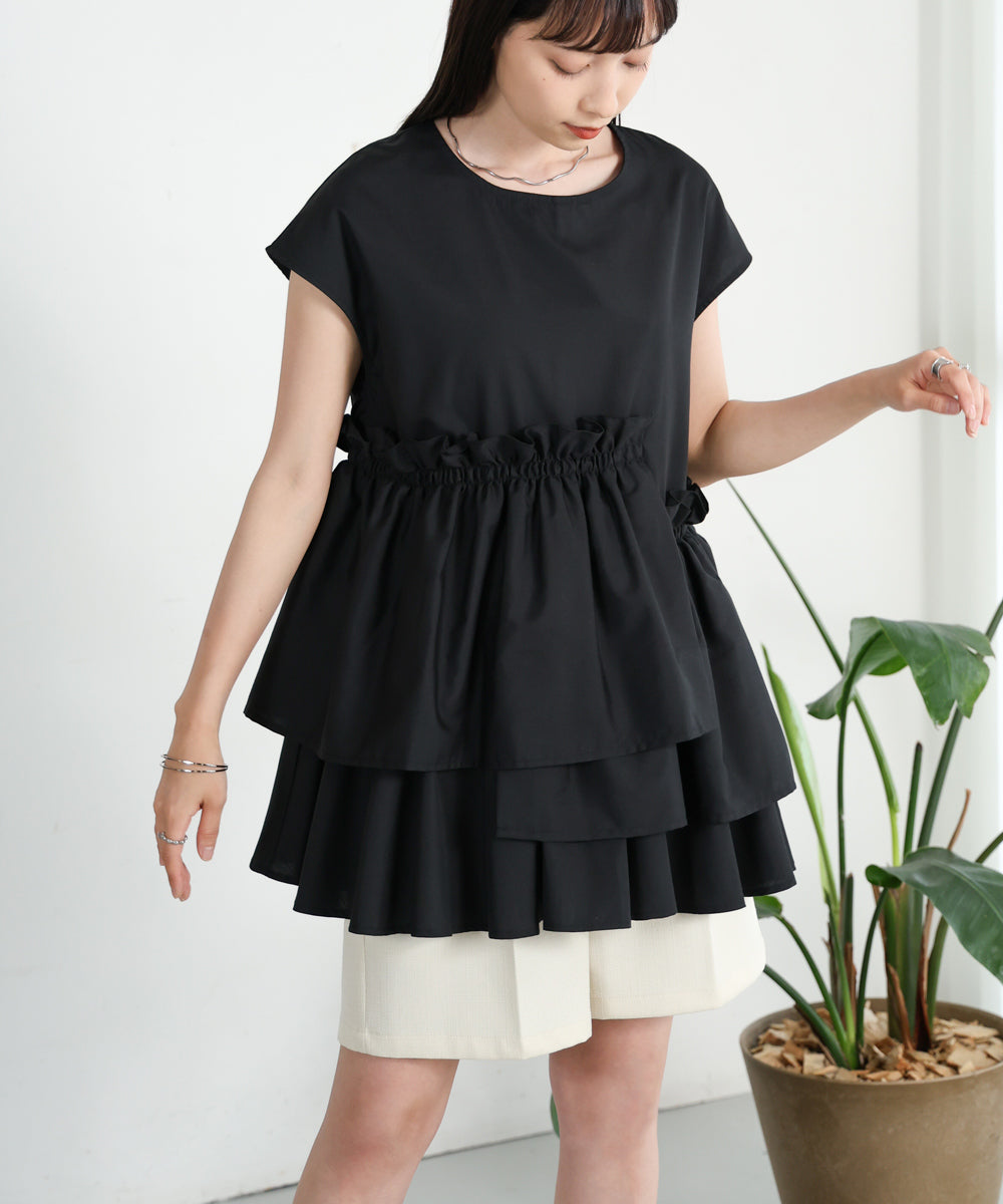 GATHERED TIERED BLOUSE