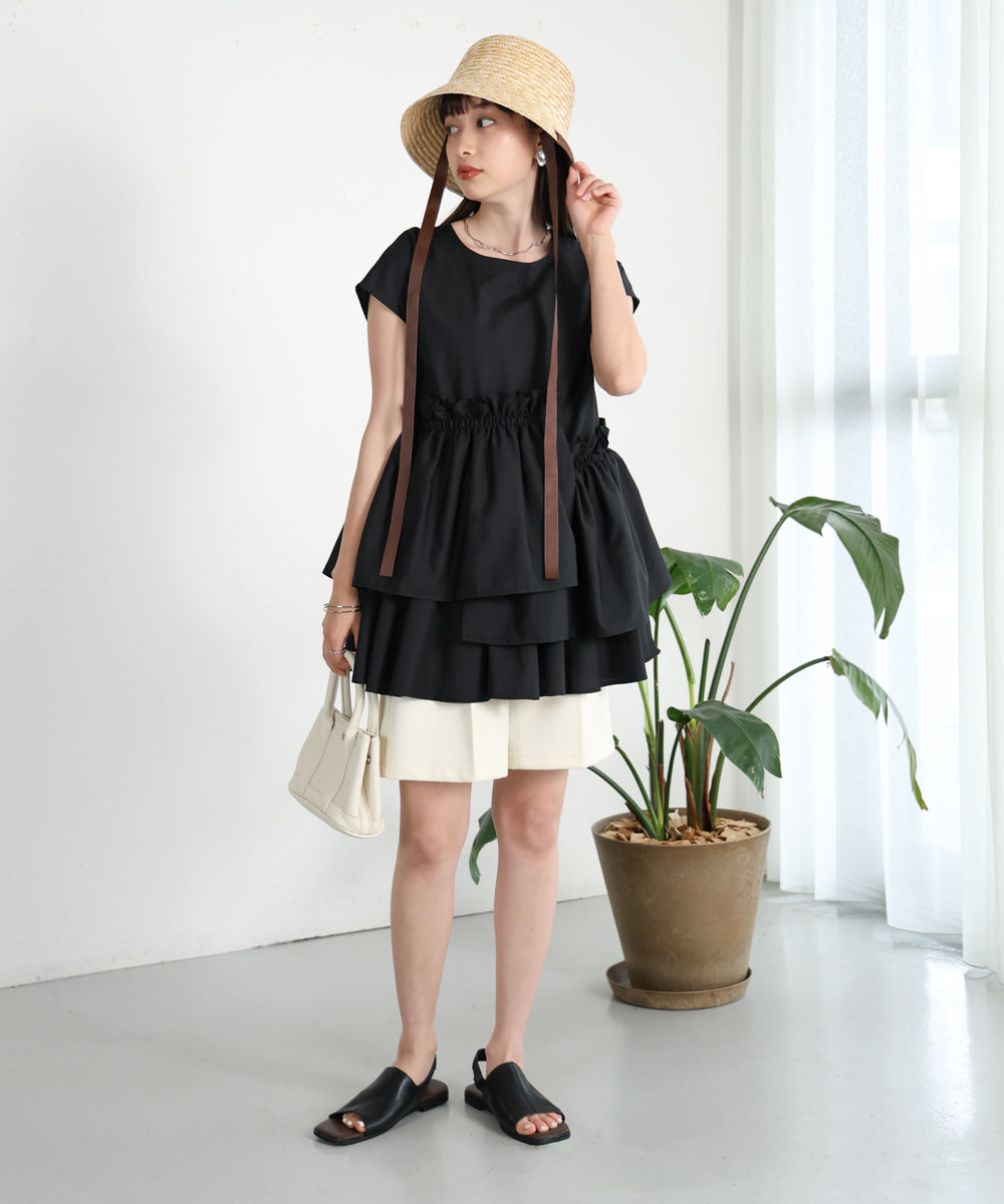 GATHERED TIERED BLOUSE