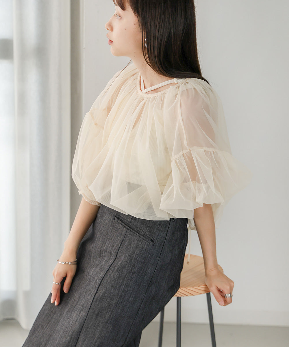 TULLE GATHER TOPS