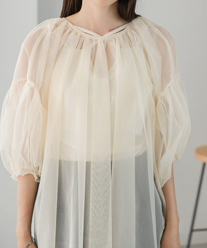 TULLE GATHER TOPS