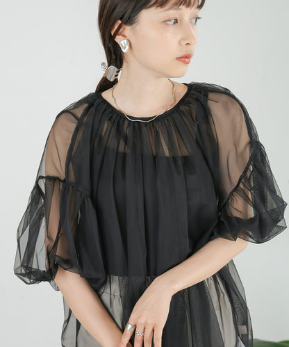 TULLE GATHER TOPS