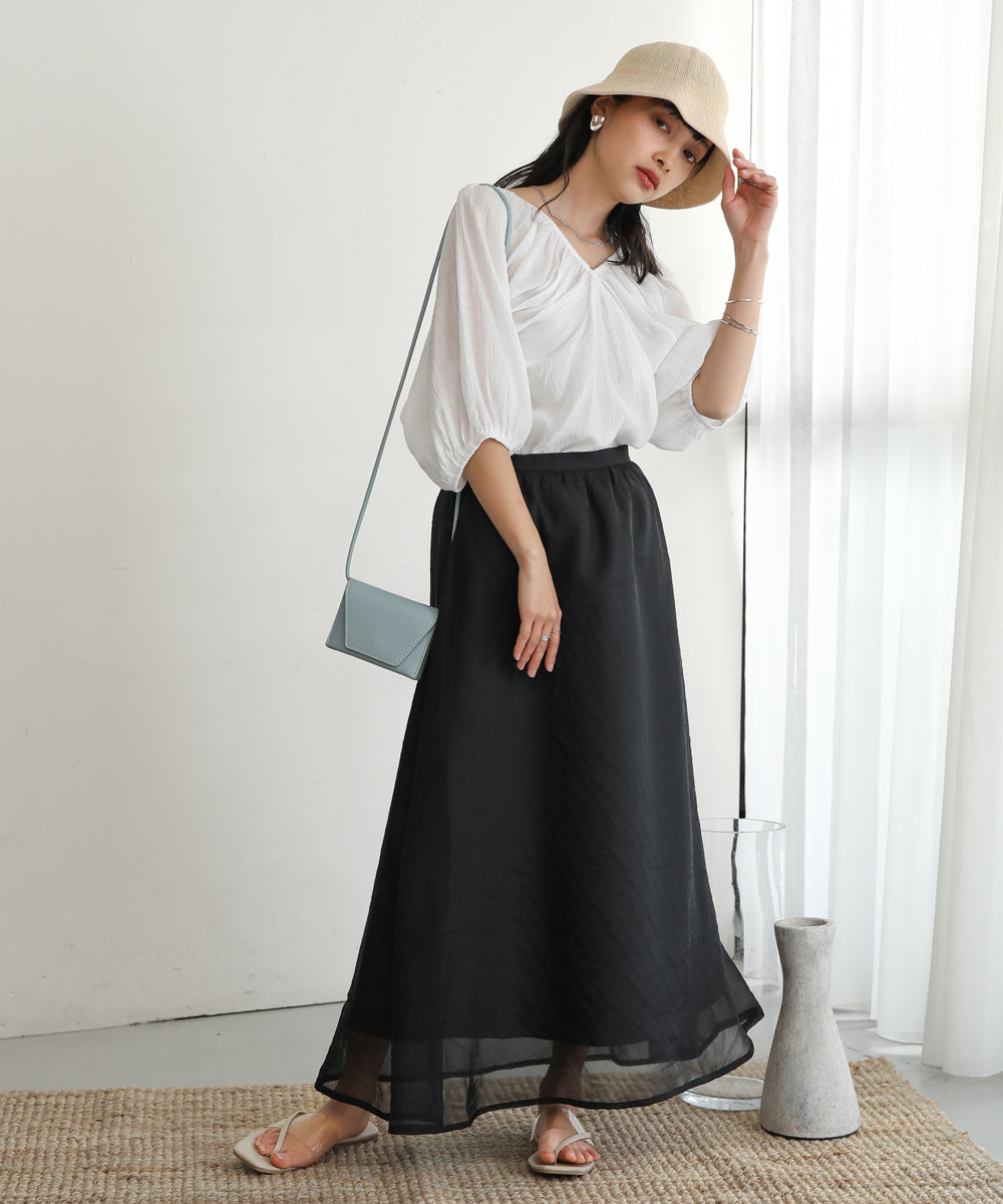 SHEER LAYERED FLARED SKIRT