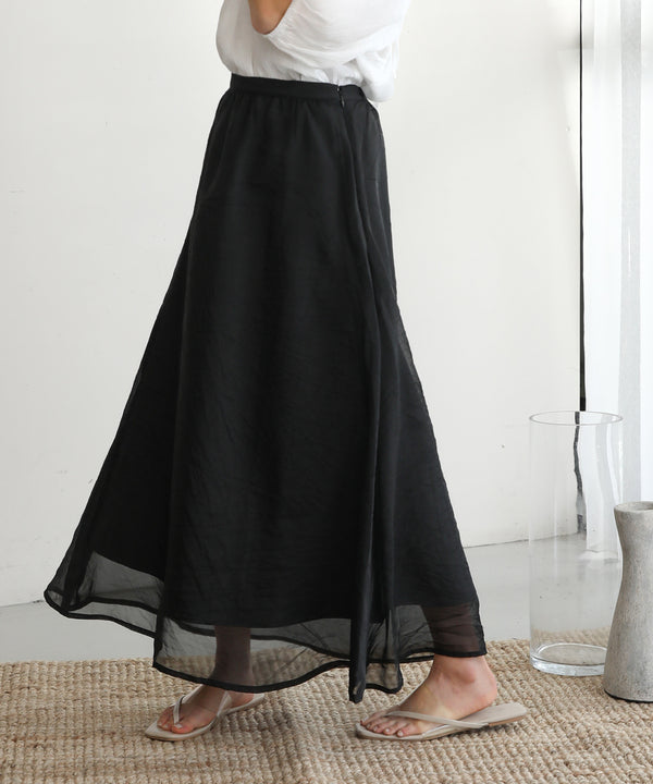SHEER LAYERED FLARED SKIRT