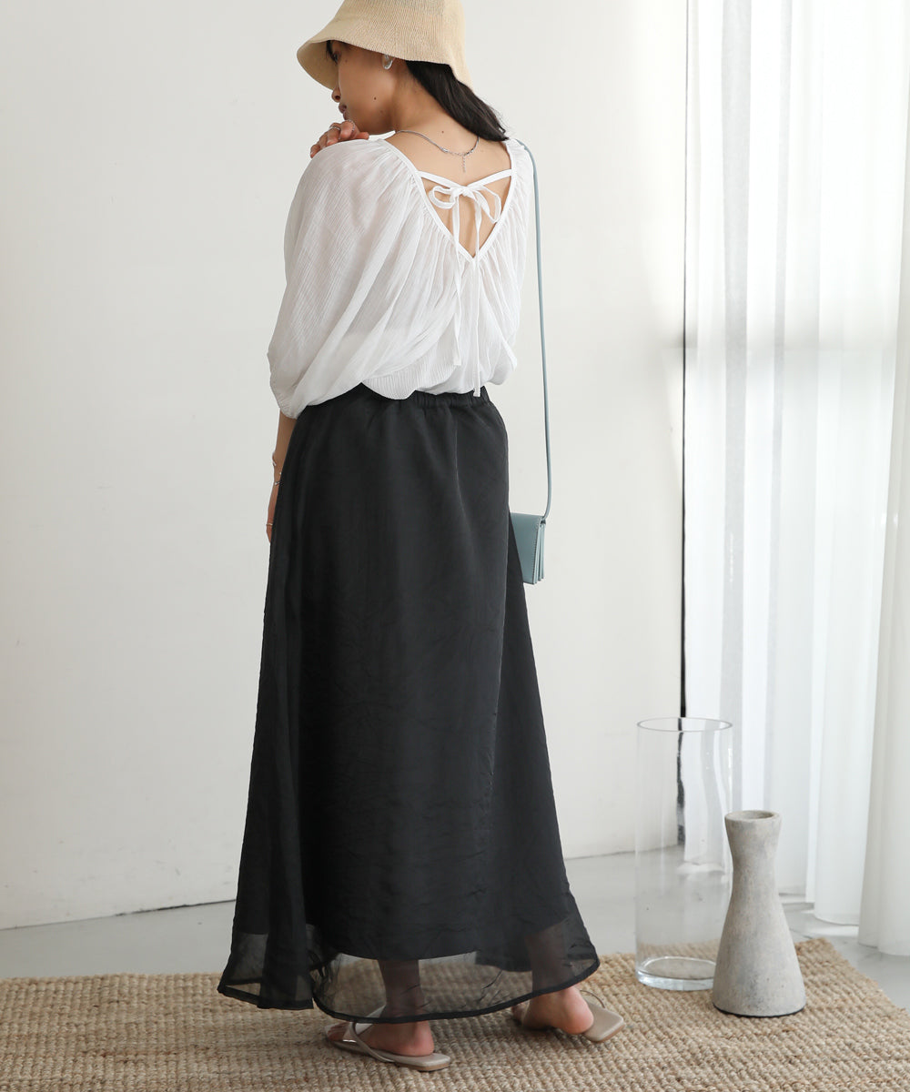 SHEER LAYERED FLARED SKIRT