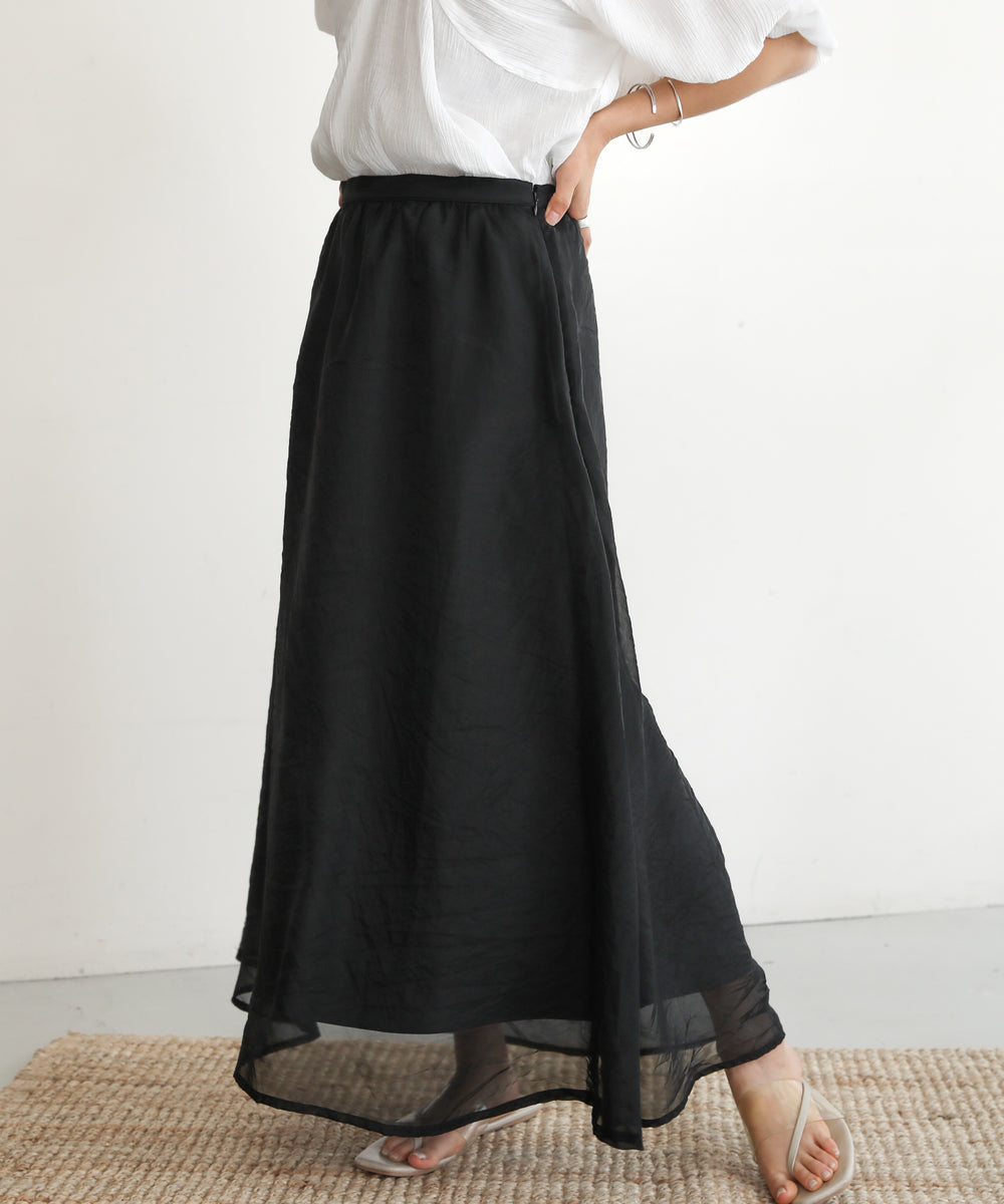 SHEER LAYERED FLARED SKIRT