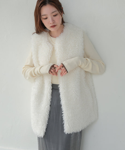 LONG POODLE ECO FUR VEST