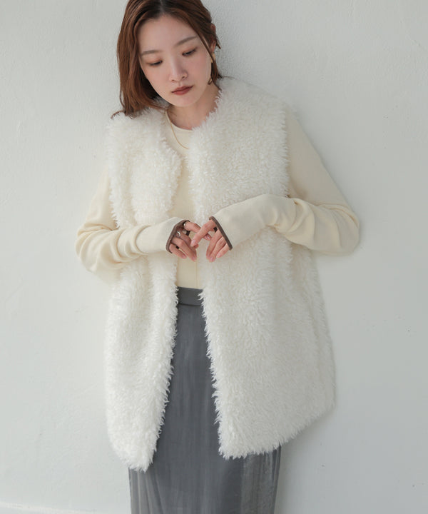 LONG POODLE ECO FUR VEST