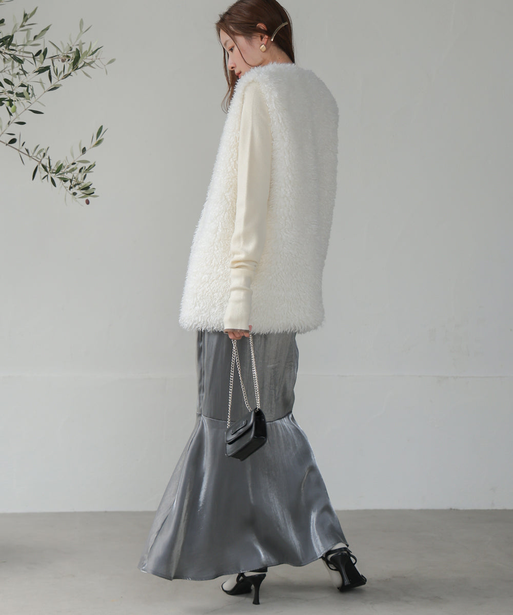 LONG POODLE ECO FUR VEST