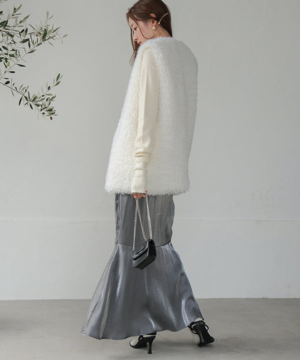 LONG POODLE ECO FUR VEST