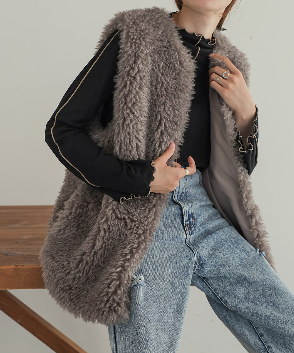 LONG POODLE ECO FUR VEST