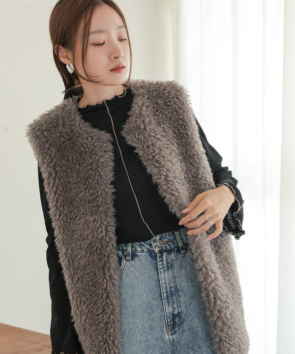 LONG POODLE ECO FUR VEST