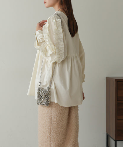 RUFFLE VOLUME SLEEVE BLOUSE