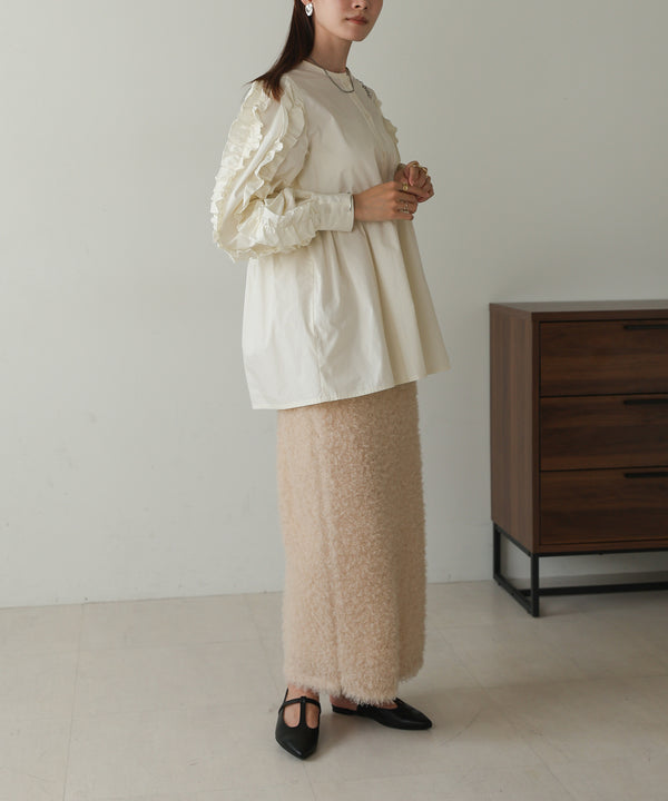 RUFFLE VOLUME SLEEVE BLOUSE