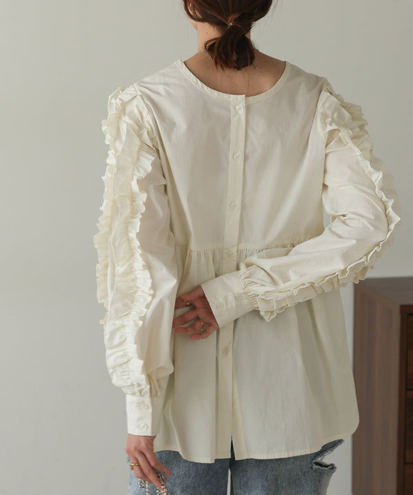 RUFFLE VOLUME SLEEVE BLOUSE