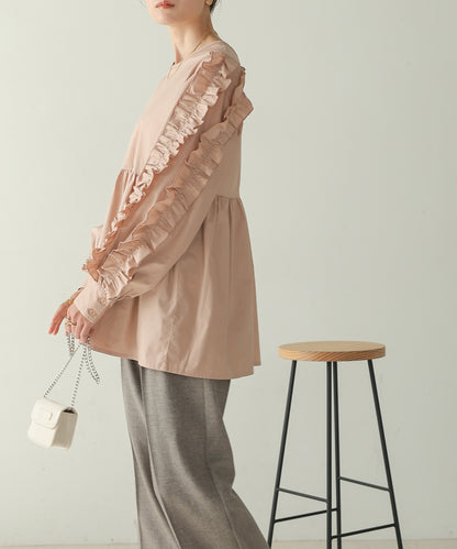 RUFFLE VOLUME SLEEVE BLOUSE