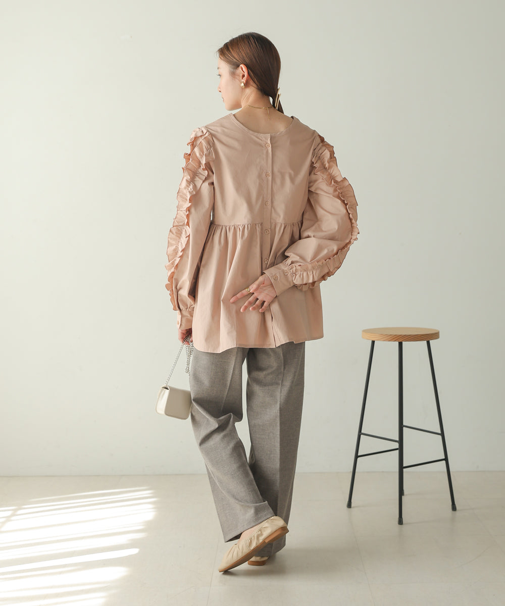 RUFFLE VOLUME SLEEVE BLOUSE