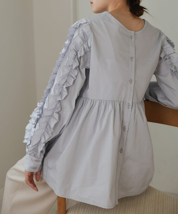 RUFFLE VOLUME SLEEVE BLOUSE