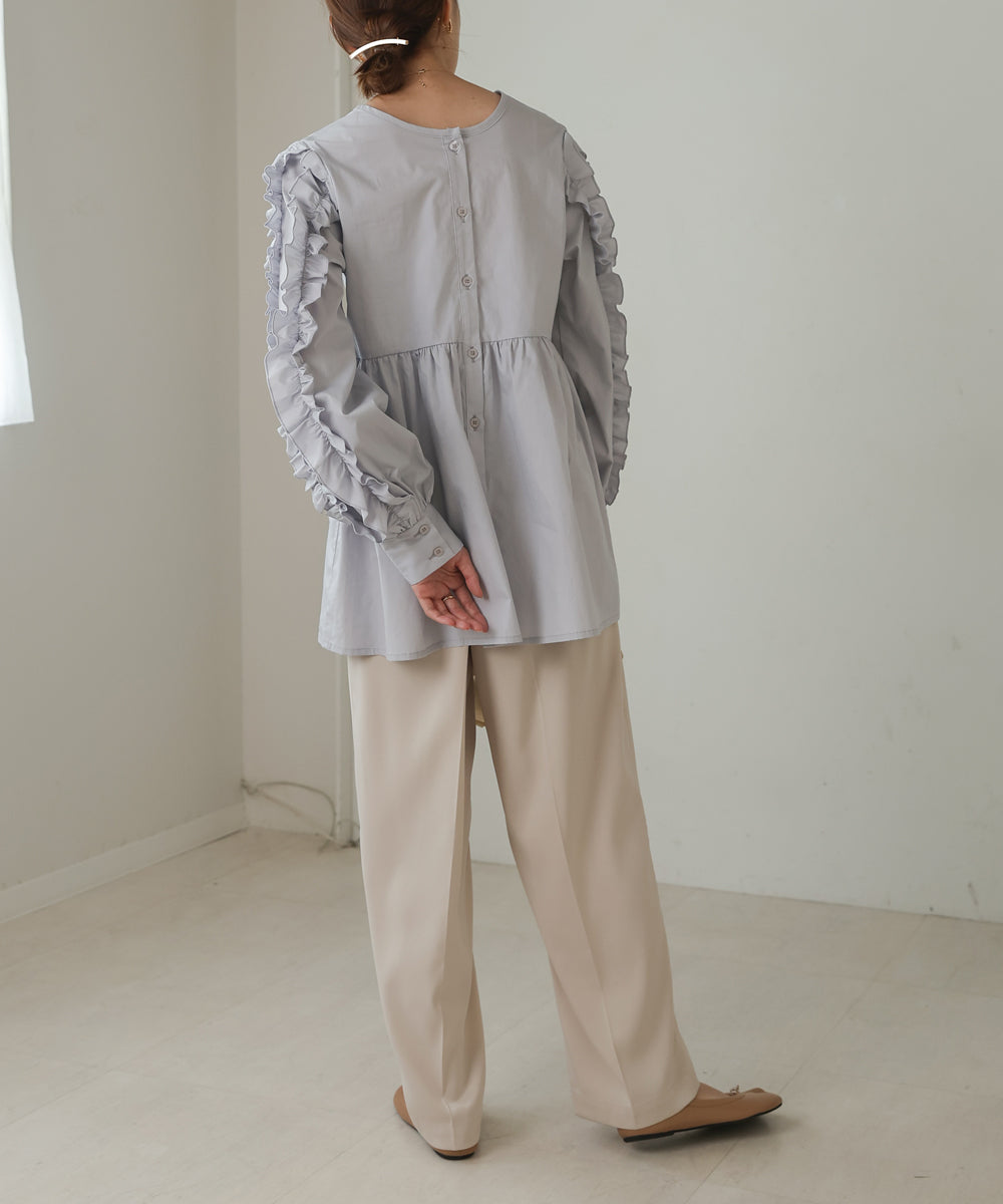RUFFLE VOLUME SLEEVE BLOUSE