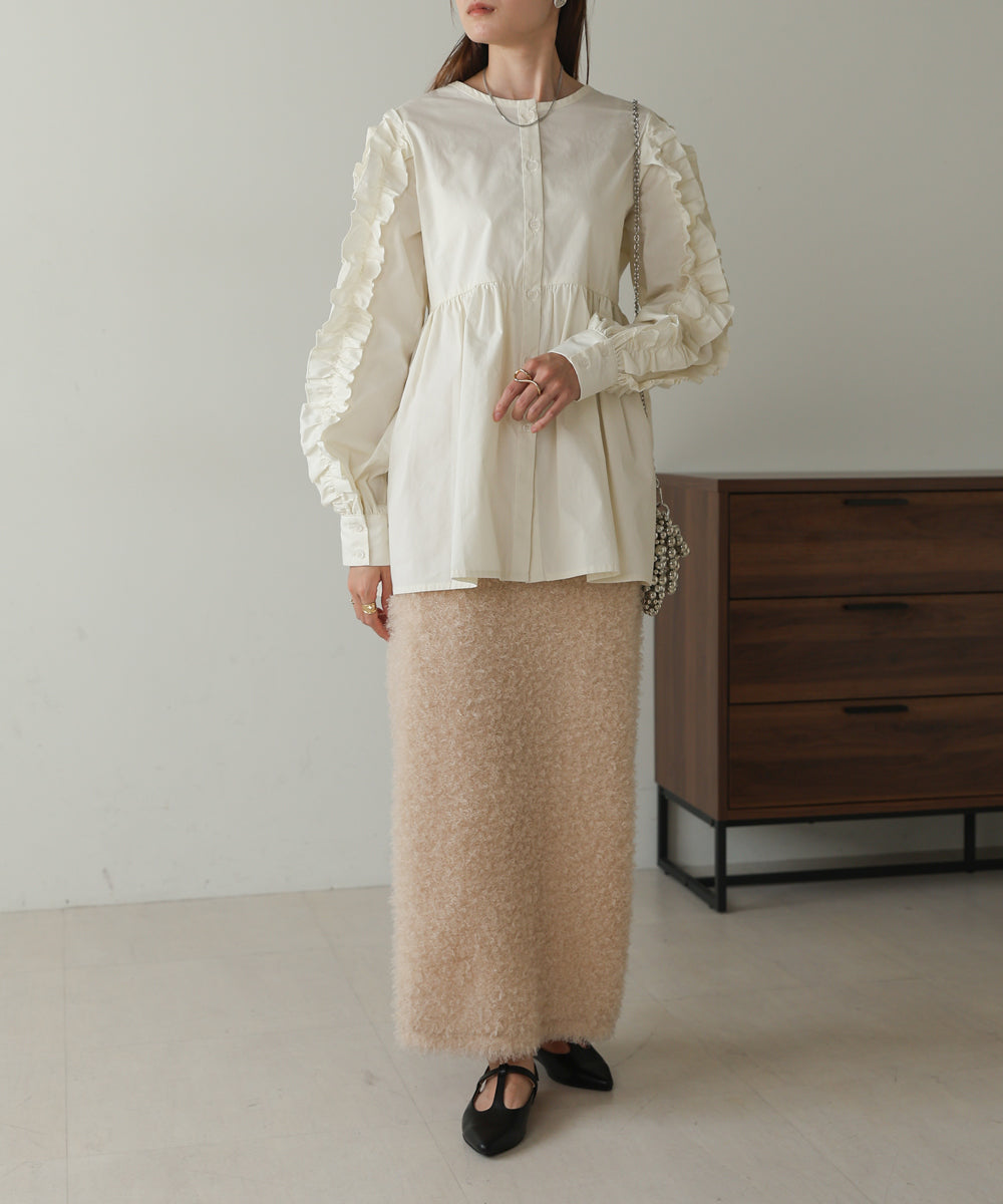 RUFFLE VOLUME SLEEVE BLOUSE