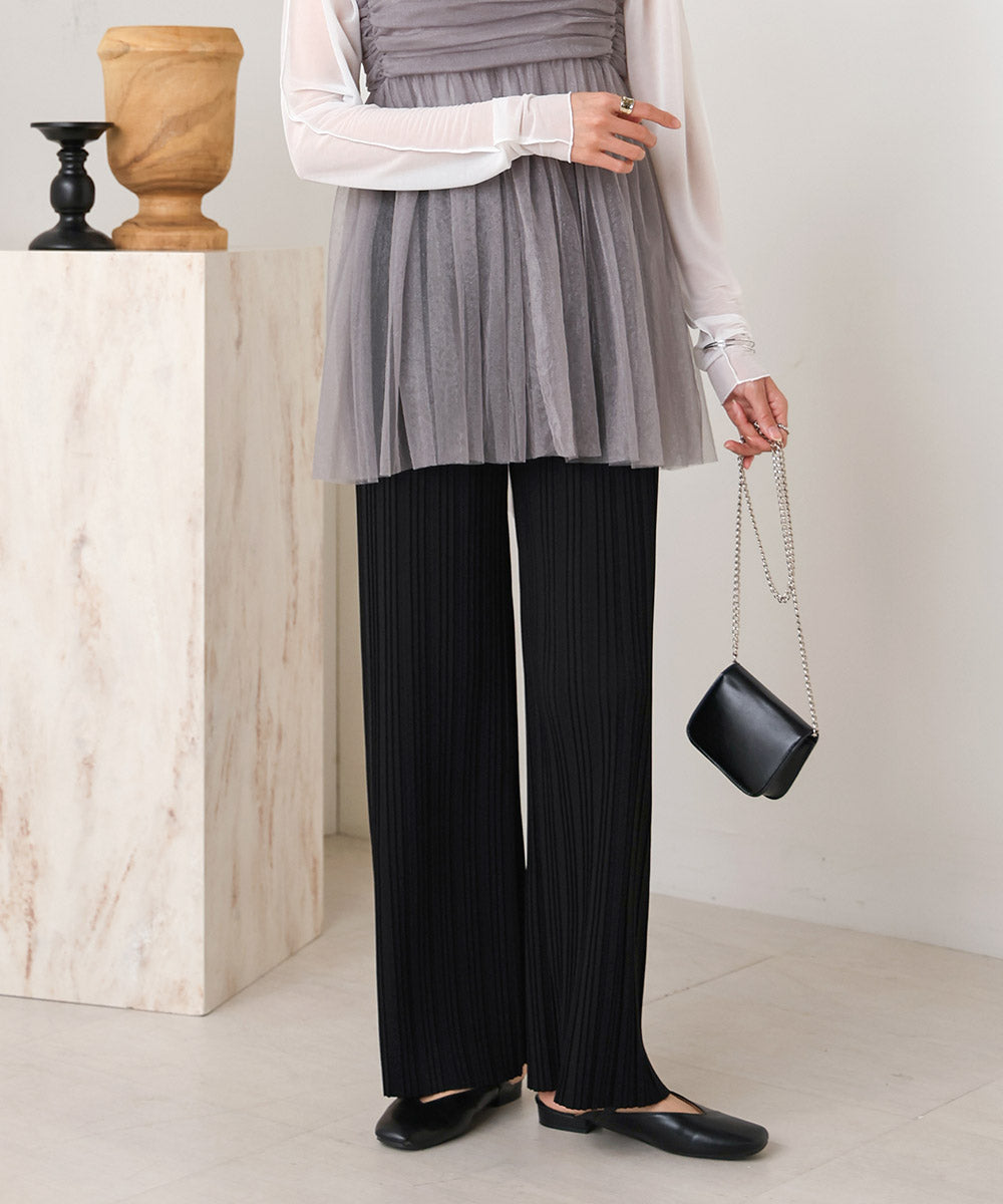 【S・M・L サイズ展開】ランダムプリーツパンツ