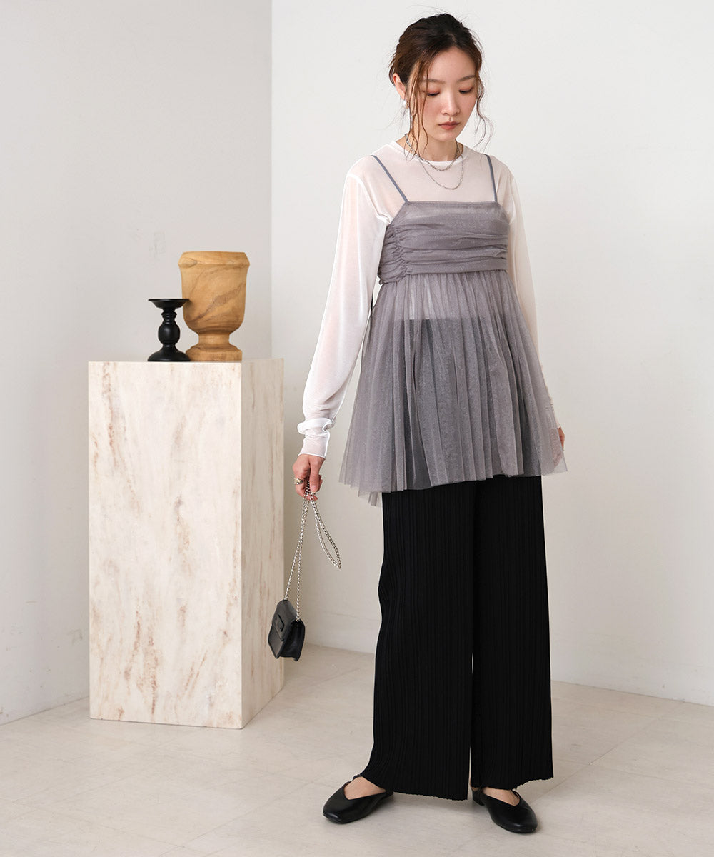 LAME TULLE CAMI TOPS