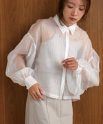 PEARL SHEER VOLUME SLEEVE SHIRT BL