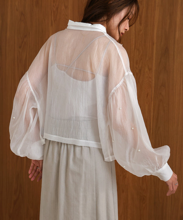PEARL SHEER VOLUME SLEEVE SHIRT BL