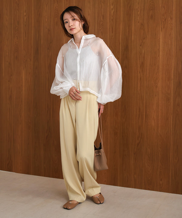 PEARL SHEER VOLUME SLEEVE SHIRT BL