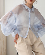 PEARL SHEER VOLUME SLEEVE SHIRT BL