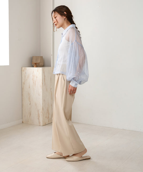 PEARL SHEER VOLUME SLEEVE SHIRT BL