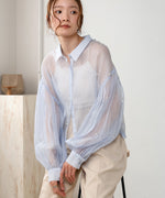 PEARL SHEER VOLUME SLEEVE SHIRT BL