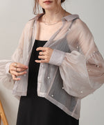 PEARL SHEER VOLUME SLEEVE SHIRT BL