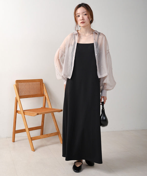 PEARL SHEER VOLUME SLEEVE SHIRT BL