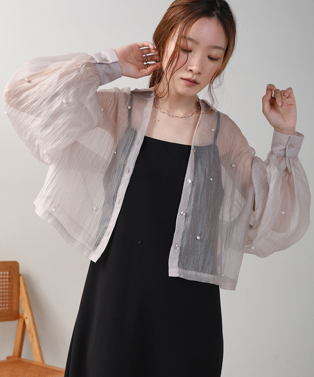 PEARL SHEER VOLUME SLEEVE SHIRT BL