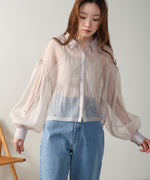 PEARL SHEER VOLUME SLEEVE SHIRT BL