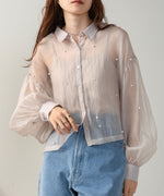 PEARL SHEER VOLUME SLEEVE SHIRT BL