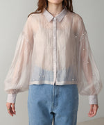 PEARL SHEER VOLUME SLEEVE SHIRT BL