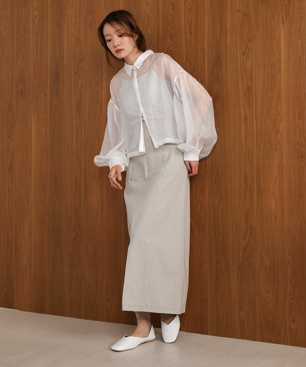 PEARL SHEER VOLUME SLEEVE SHIRT BL