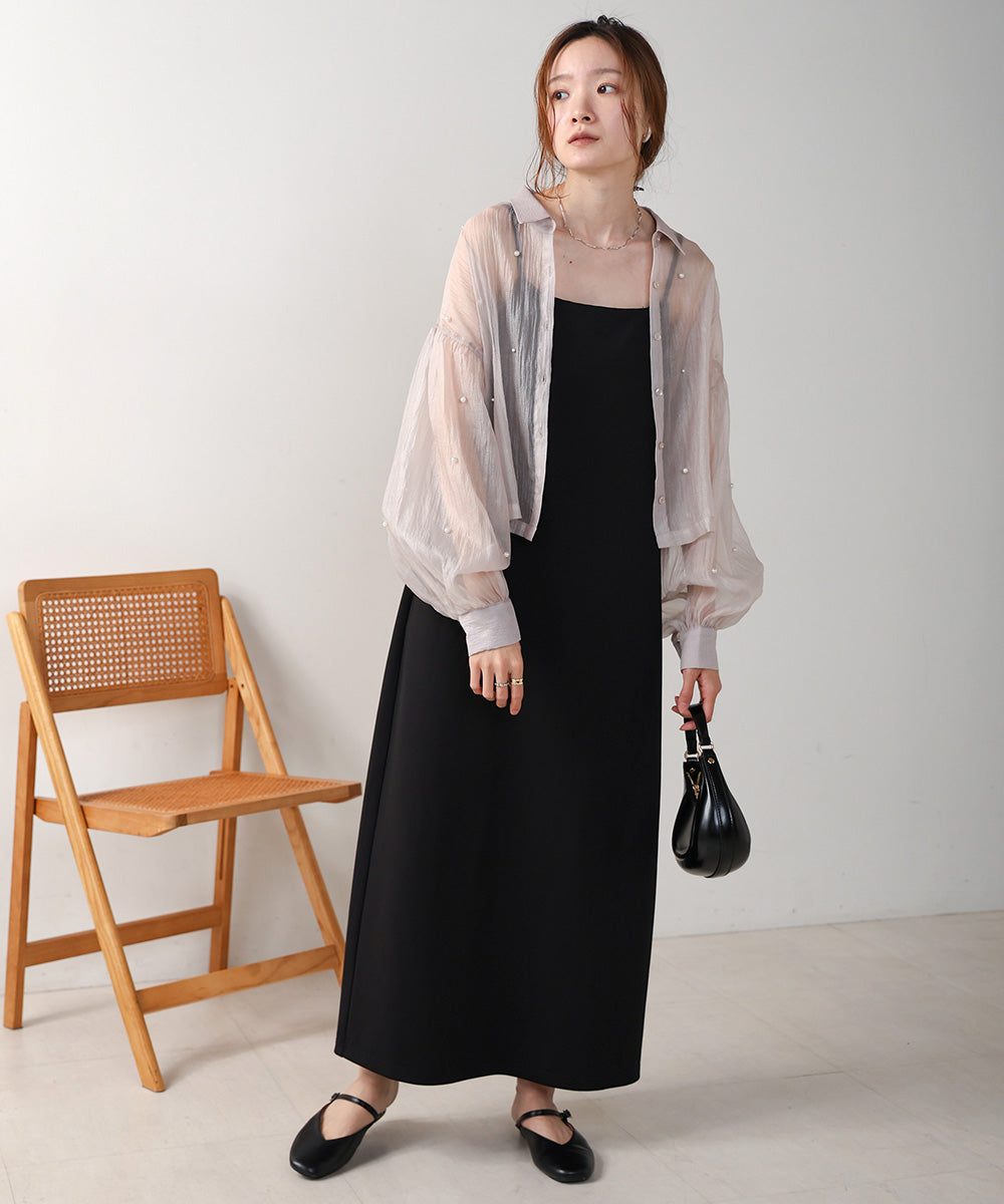 PEARL SHEER VOLUME SLEEVE SHIRT BL