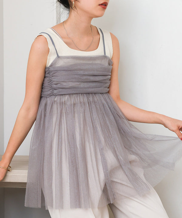 LAME TULLE CAMI TOPS